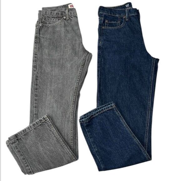 Denim Lot of 2 Levi's 511 Boys Sz 14 W27 X L27 and Gap 16 Relaxed Tapered Jeans - Picture 1 of 9
